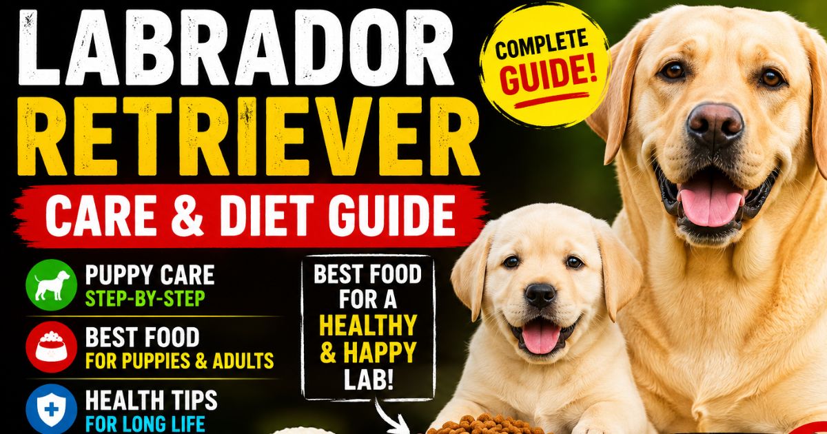 Yellow Labrador Retriever standing outdoors